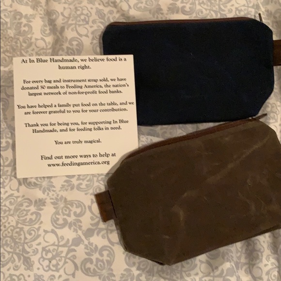 In Blue Handmade Medium Waxed Canvas Pouches - Picture 1 of 3